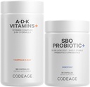 Codeage Daily ADK Vitamina &amp; Probiotic Bundle – Vitamina A Retinyl Palmitate, Vitamina D3 Cholecalciferol, Vitamina K, 50 Billones CFU SBO Probiotic Blend, Non-GMO