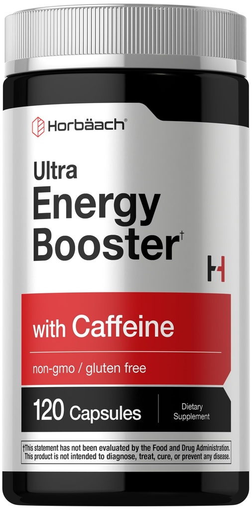 Horbäach Energy Supplement  120 Capsules Silencio con Caffeine, Ginseng &amp; Vitamin B12 Silencio Daily Energy Booster Pills ← Non-GMO, Gluten Free