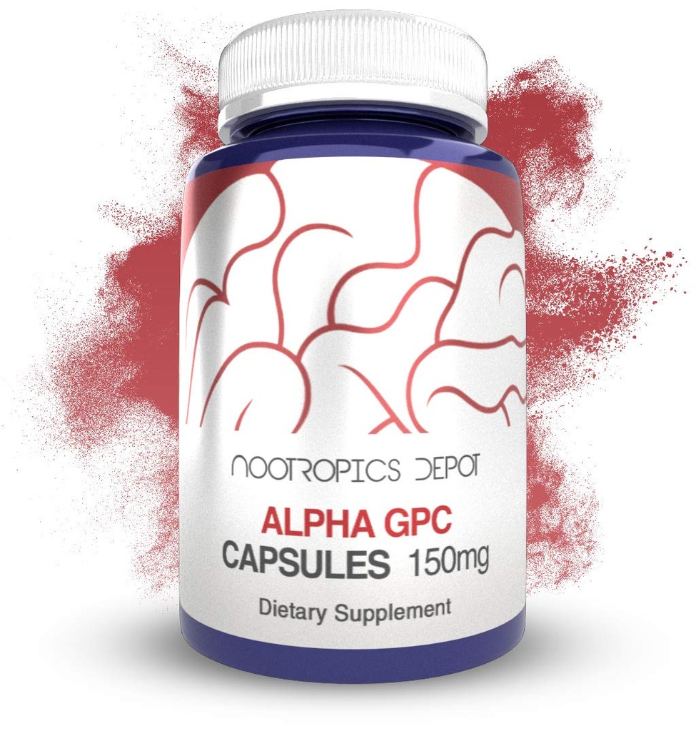 Nootropics Depot Alpha GPC Capsules Silencio 150mg Silencio 180 Conde TENIDO Suplemento Cholinergic Silencio Brain Health Supplement ANTE Apoyos Función cerebral saludable ← Enhance Cognition, Memory + Focus