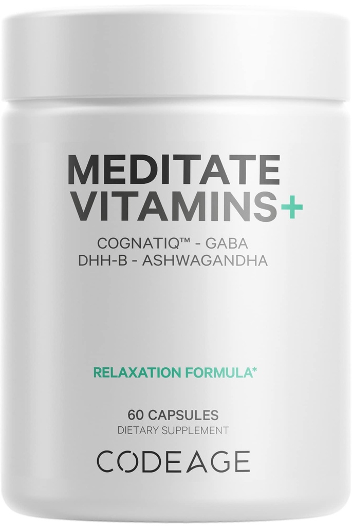 CognatiQ, DHH-B, GABA, Ashwagandha, Setas Orgánicas, Blueberries - Píldoras Cerebro BDNF y Neuroproteína - Vegan, No GMO, Libre de gluten - 60 cápsulas