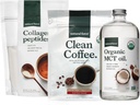 Natural Force Organic Clean Coffee + Collagen Peptides + Organic MCT Oil Bundle – Toxin Free Coffee, Grass Fed Collagen, " MCTs - Non-GMO, Keto, " Paleo - 12 Oz, 11.7 Oz, 32 Oz