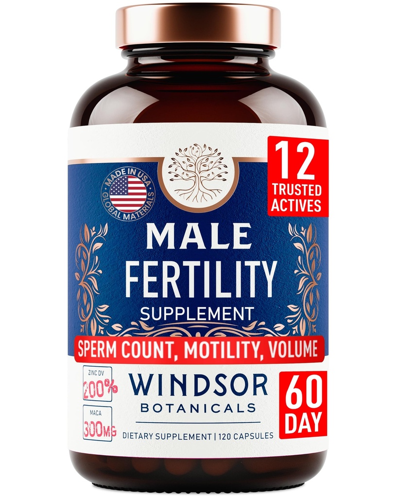 Suplemento de fertilidad masculina con raíz de Maca - Mens Health Conception Fertility Prenatal Vitaminas Plus Natural Extracts - Suplementos de fertilidad prenatal para hombres - 3er Parte Tested - 120 cápsulas, 2 meses