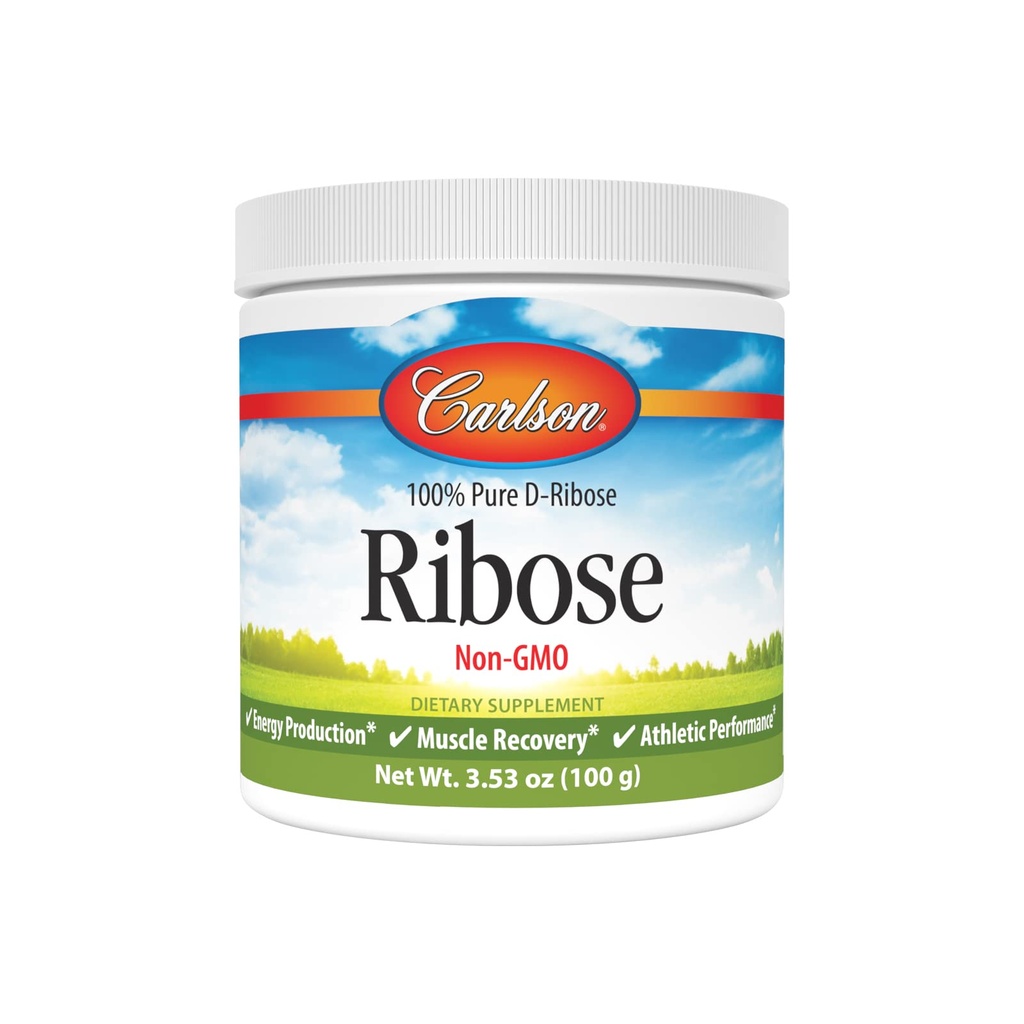 Carlson - Ribose, 100% puro D-Ribose, no GMO, producción de energía, recuperación muscular " rendimiento deportivo, 3,53 oz (100 g)