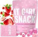 Snacks saludables para adultos - Daily Super Greens Gummies, Multivitamin Superfood Gummy Bears, Spirulina, Clorella, Prebióticos " Fiber for Digestive Health, Adaptogens Supplement, 20 Vitaminas " Minerals