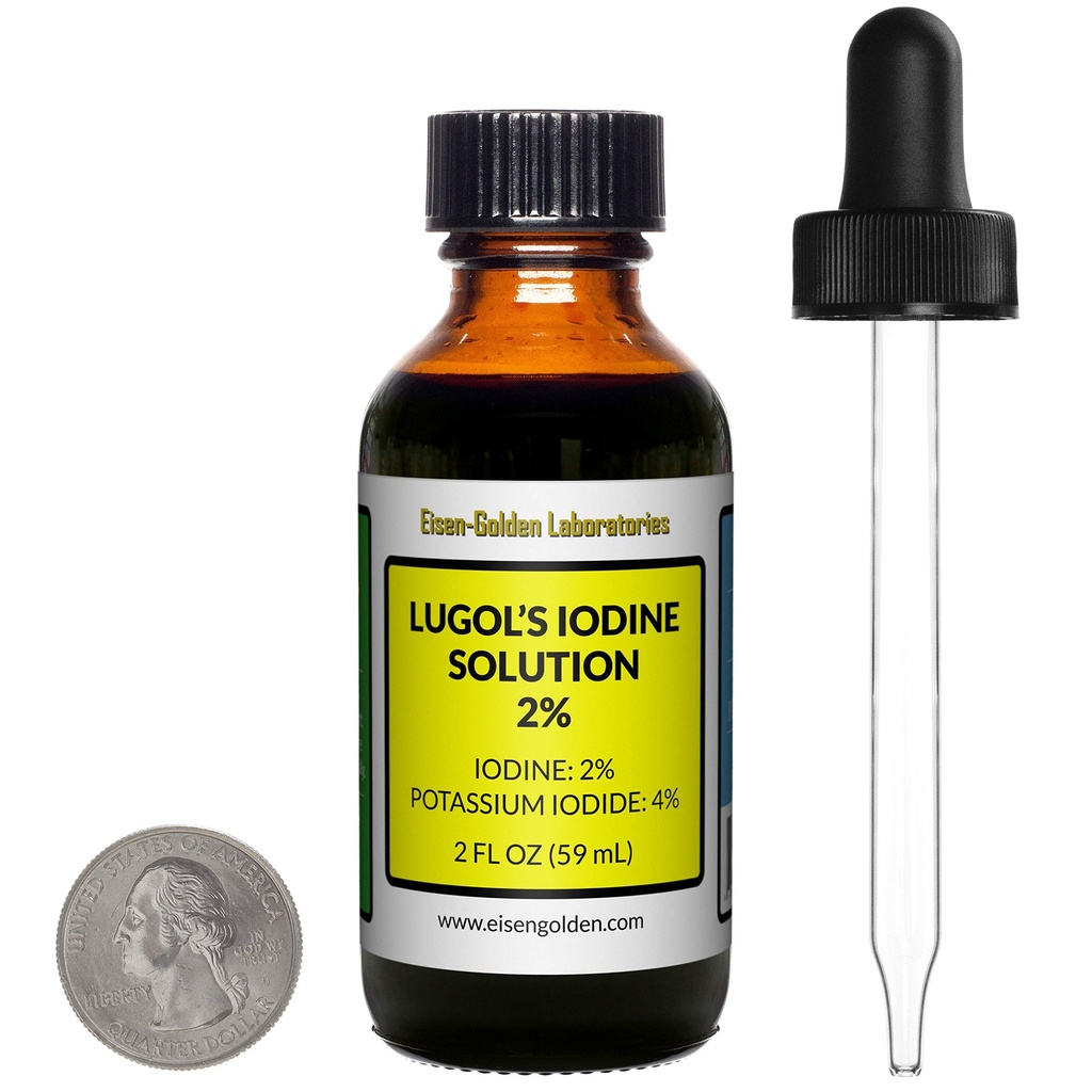 Iodo de Lugol / 2% Solución / 2 Oz en una botella de vidrio ámbar / gotero libre