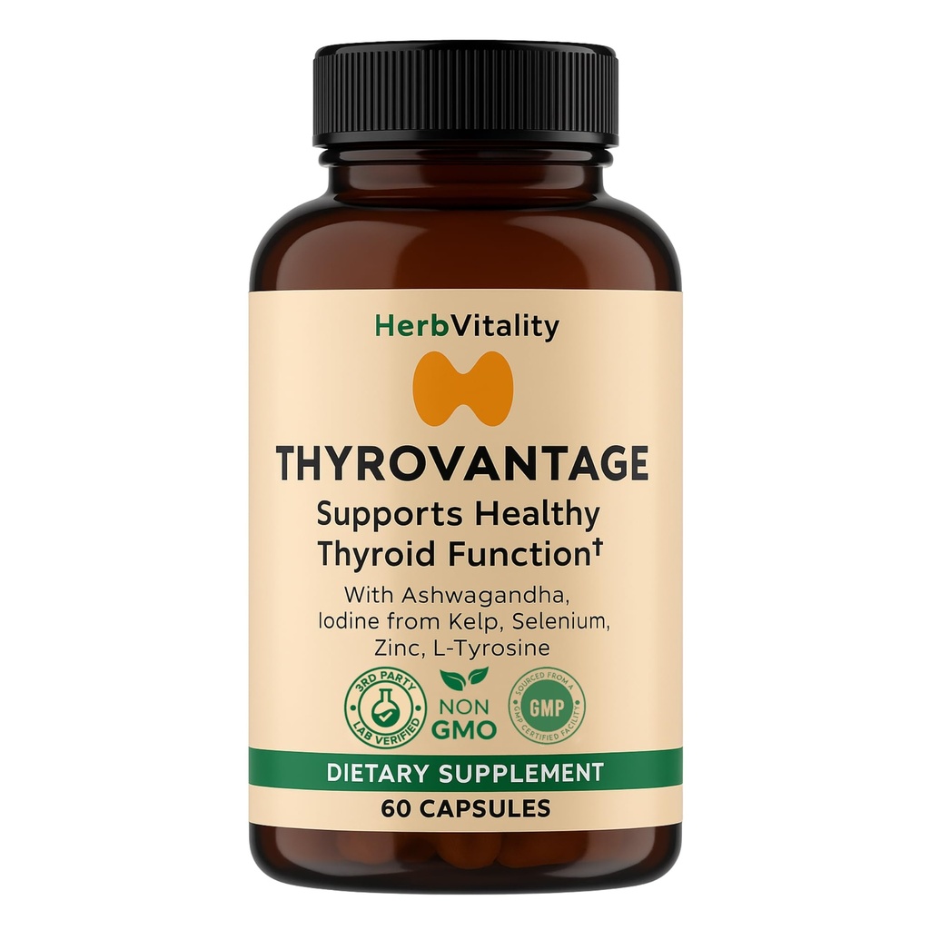 Suplemento de apoyo a la tiroides – Iodine, Kelp, Ashwagandha, Selenium, Zinc – apoya la energía, el metabolismo y el equilibrio hormonal – L-Tyrosine, Schisandra, Bladderwrack (Pack of 1)