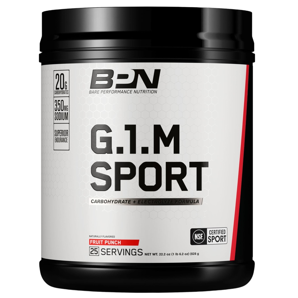BARE PERFORMANCE NUTRITION, BPN G.1.M Go One More Sport, Endurance Training Fuel, Carbohydrate Superior &amp; Electrolytes Powder Formula, Reduce Fatigue, Fruit Punch, 25 Servings