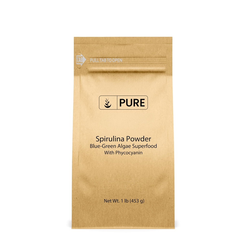 PURE ORIGINAL INGREDIENTES Spirulina Powder (1 lb) Green Algae Superfood with Phycocyanin