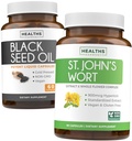 Black Seed Oil &amp; St. John's Wort (1-Month Supply) Serene Blend Bundle of Black Seed Oil (60 Capsules) Cold-Presed Nigella Sativa & St. John's Wort (60 Capsules) con Powerful 900mcg Hypericin