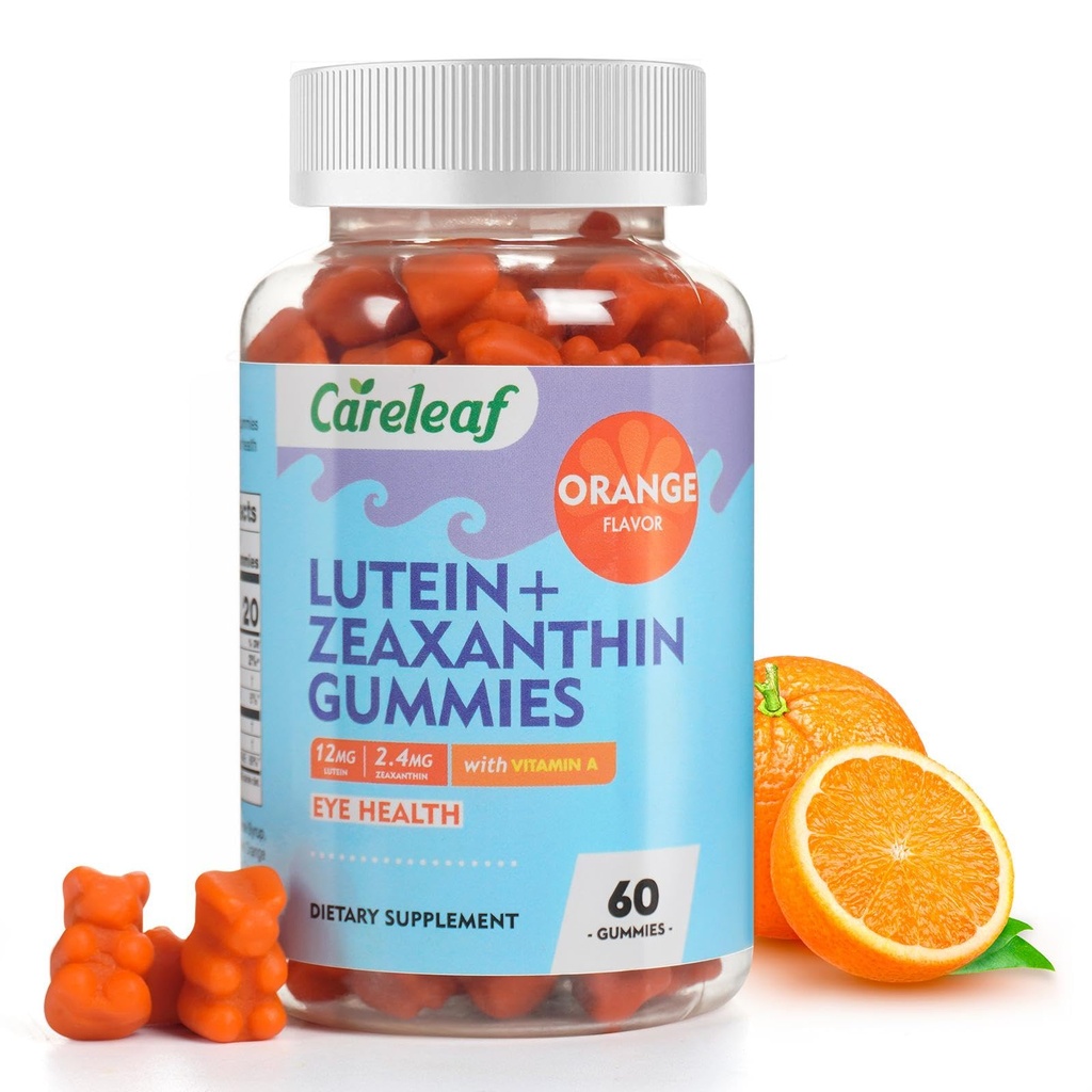 Lutein Vegan y Zeaxanthin Suplementos, Lutein for Eyes with Zeaxanthin & Vitamina A, Lutein Gummies for Dry Eye Relief " Clear Vision, Eye Vitamins for Seniors " Kid, 60 Conde, Orange Flavor