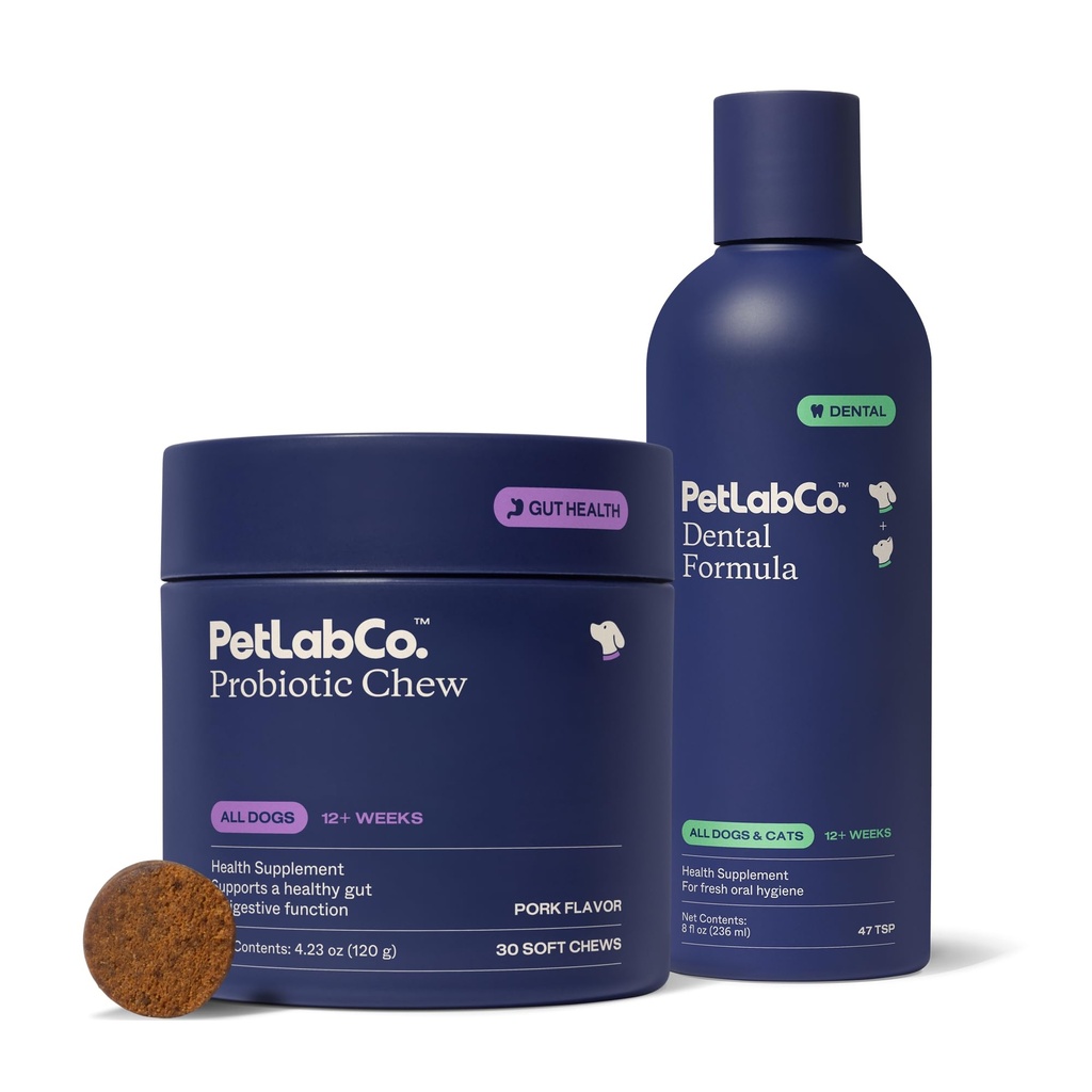 PetLab Co. – Limpieza de dientes de perros " Gut Health Bundle: Dog Dental Formula for Fresh Breath, Healthy Teeth " Gums " Probiotics for Gut Health, Seasonal Allergies, Skin " Ear Yeast