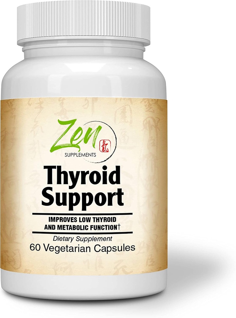 Suplemento completo de soporte de tiroides - para energía tiroidea baja y función metabólica - con Kelp Iodine, Ashwagandha, cobre, vitamina A, C, D3, B6 &amp; Más - soporte para tiroides para hombres de mujeres - 60 VegCaps