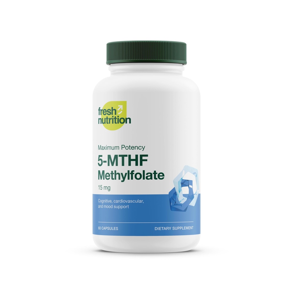 L Methylfolate 15mg - Maximum Potency - Active Vitamin B9 Superior Bioavailability - 5-MTHF Methyl Folate for Mood, Cognition, Immunity, Cardiovascular, Neurological, Reproductive Health - 60 cápsulas