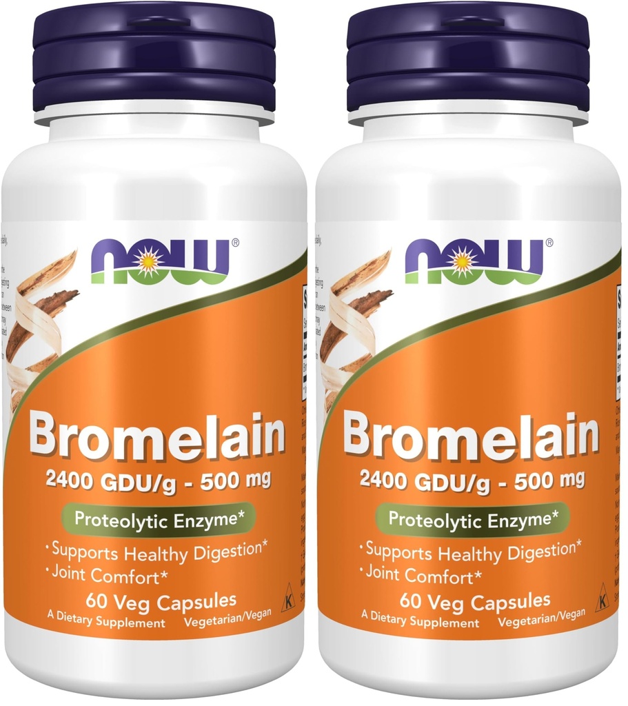 AHORA Suplementos, Bromelain (Natural Proteolytic Enzyme) 2,400 GDU/g - 500 mg, Natural Proteolytic Enzyme*, 60 Veg Capsules (Pack of 2)