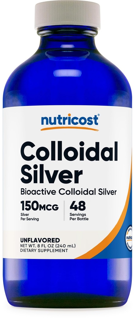 Nutricost Colloidal Silver 8oz - Cobalto Blue Glass Bottles, Bio-Active Colloidal Silver