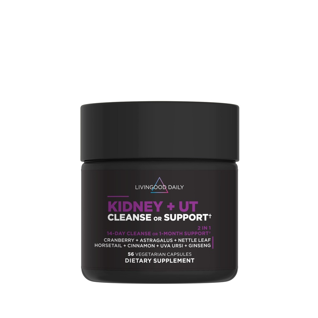 Livingood Daily Kidney Cleanse &amp; Urinary Tract Support Supplement for Women &amp; Men, 14-Day Detox or 28-Day Wellness Routine with Cranberry, Nettle Leaf, Astragalus & Cinnamon, Gluten Free, 56 cápsulas