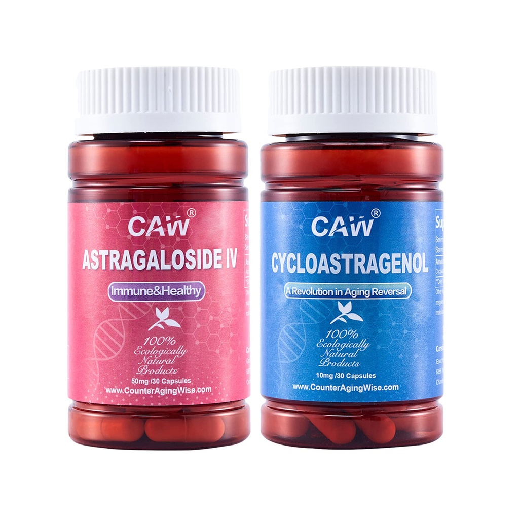 CAW Telomere Soporte Hypersorption Cycloastragenol 10mg 30 cápsulas y Astragaloside IV 50mg 30 cápsulas