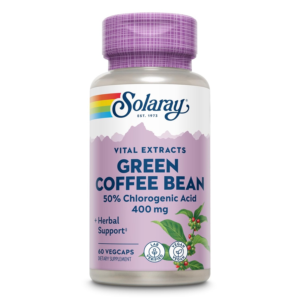 SOLARAY garantizado Potency Green Coffee Bean Extract, Veg Cap (Btl-Plastic) 400mg ← 60ct
