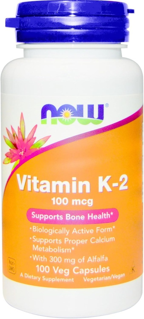 AHORA Alimentos Vitamina K-2,100mcg, 100 caps (Pack de 2)