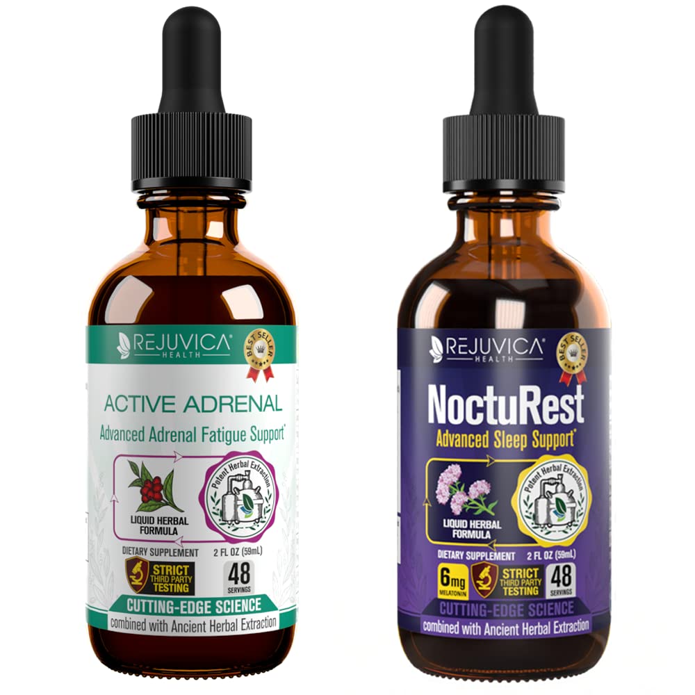 Active Adrenal + NoctuRest - Asistencia Salud Adrenal + Entrega Líquida para una mejor absorción - Rhodiola, Hops, Holy Basil, Melatonin, Ashwagandha &amp; More!
