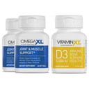 Suplemento de soporte conjunto OmegaXL - Musculo natural/Apoyo inmunológico, 60 Softgels (2 Pack) & VitaminXL D3 High Potency Daily Vitamin D 5000 IU 125mcg Suplemento (30 Softgels)