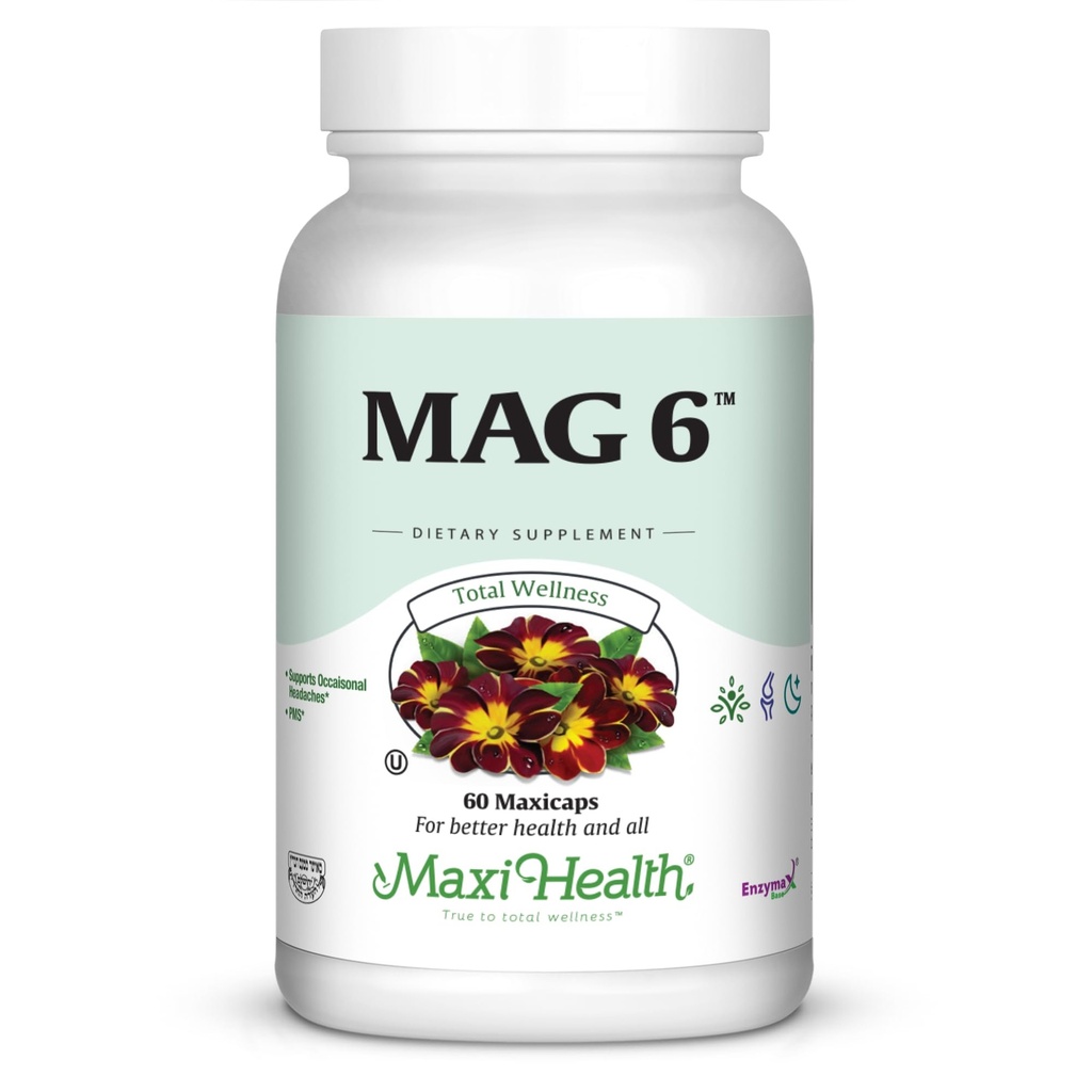 Magnesium B6 Mag 6 Magnesium Glycinate with Vitamin B6 Promote Healthy Bone Mineralization, Support Nerve &amp; Muscle Function, Energy Metabolism - Non-GMO, Vegan, Gluten Free, Kosher 60 Capsules