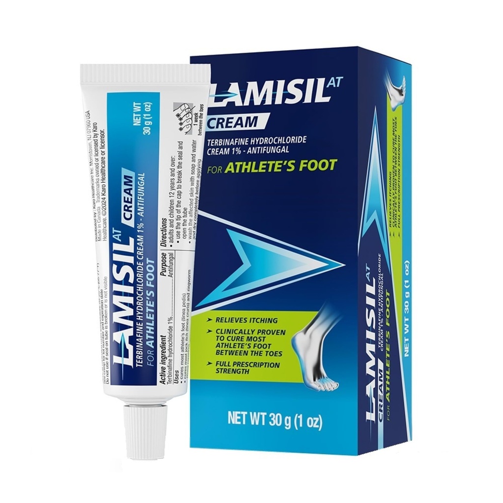 Lamisil 1 semana Tratamiento del pie del atleta, Crema antifúngica con cloruro de Terbinafine 1%, Alivio rápido del síntoma " Prevents Recurrence, 1 oz (30 g)