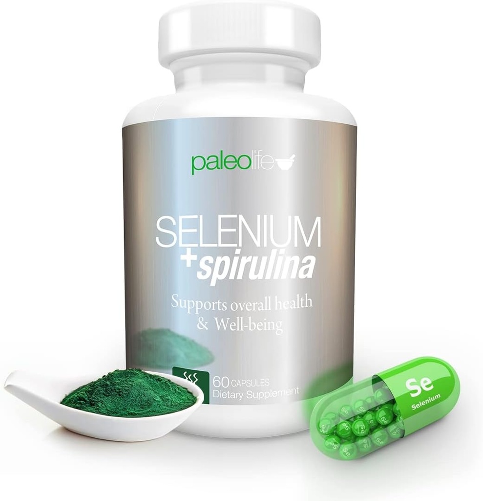 Concentración de Boost, Memoria y Energía con Selenio Premium + Spirulina - Suplemento Antioxidante Premium para Función del Cerebro - Suministro de 60 días (60 cápsulas) - (1-Pack)