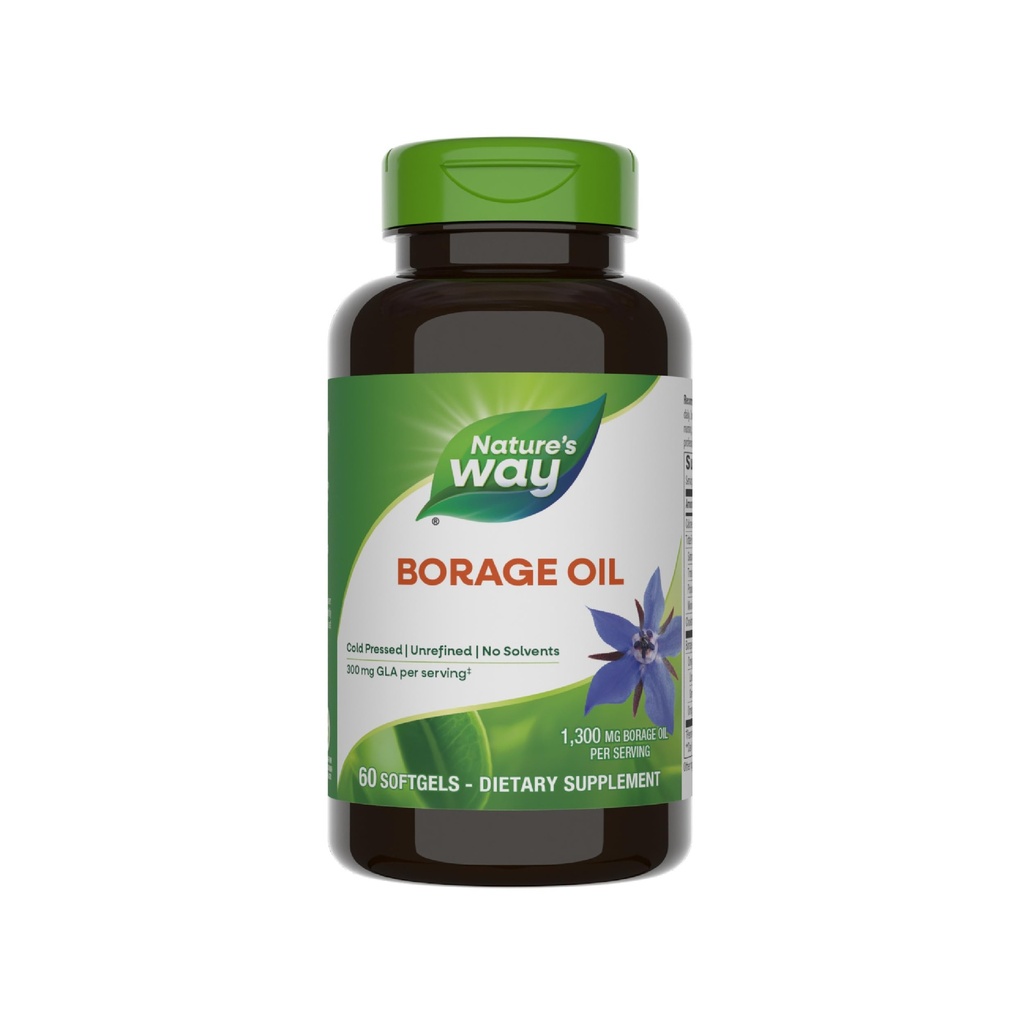 Aceite de Boraje de Caminos de la Naturaleza, Frío Presionado " Unrefined, Suplemento GLA, 300 mg GLA y 440 mg Ácido Linoléico por Serving, 60 Softgels (Paquete May Vary)