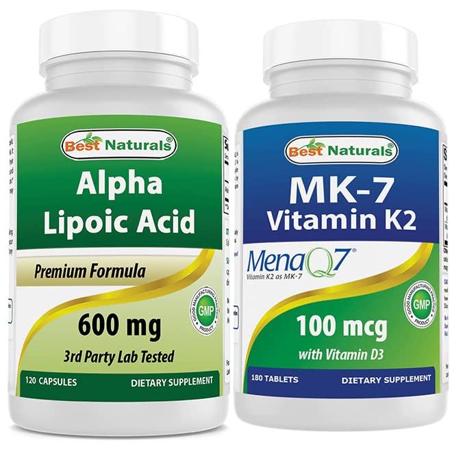 Mejores Naturales Ácido Lipoico alfa 600 mg " Vitamina K2 (MK7) con D3