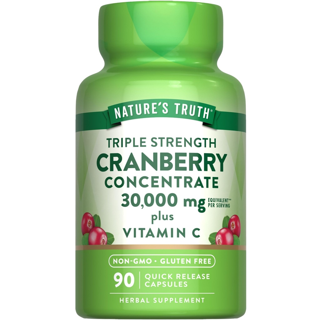 La verdad de la naturaleza Cranberry Concentrate Pills 30,000mg Silencio Plus Vitamin C TENIDO Triple Fuerza de Soporte Capsules ANTE No GMO &amp; Gluten Suplemento Gratis
