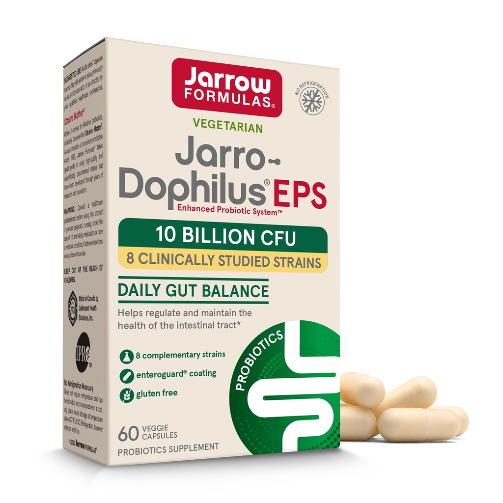 Jarrow Fórmulas Jarro Dophilus Probióticos 10 Billones CFU - Suplemento Probiótico Cápsulas para Salud Digestiva " Salud Gut para Mujeres y Hombres, 60 cápsulas vegetarianas, hasta 30 días, Estante