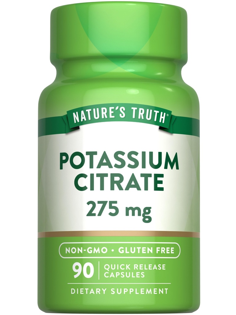 La verdad de la naturaleza Potasio Citrate Suplemento TENIDO 275mg ANTE 90 cápsulas Silencio No GMO &amp; Gluten Gratis