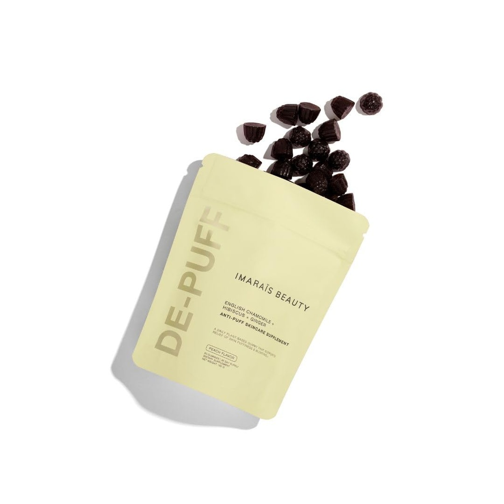 IMARAÏS Beauty by Sommer Ray Depuff Anti-Bloat Gummy - Inglés Chamomile, Hibiscus, Ginger - Apoya Skin Health, Gut Health, Skin Bloat & Puffiness - Sugar Free, PETA-Certified