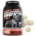 Bully Max 2-en-1 Puppy Vitaminas - 30 Chewable Tablets for Development and Growth of Puppies - Dog Treats, Vitamin &amp; Supplements for Small Dogs & Large Breed Growing Pups - Se puede utilizar como Food Topper