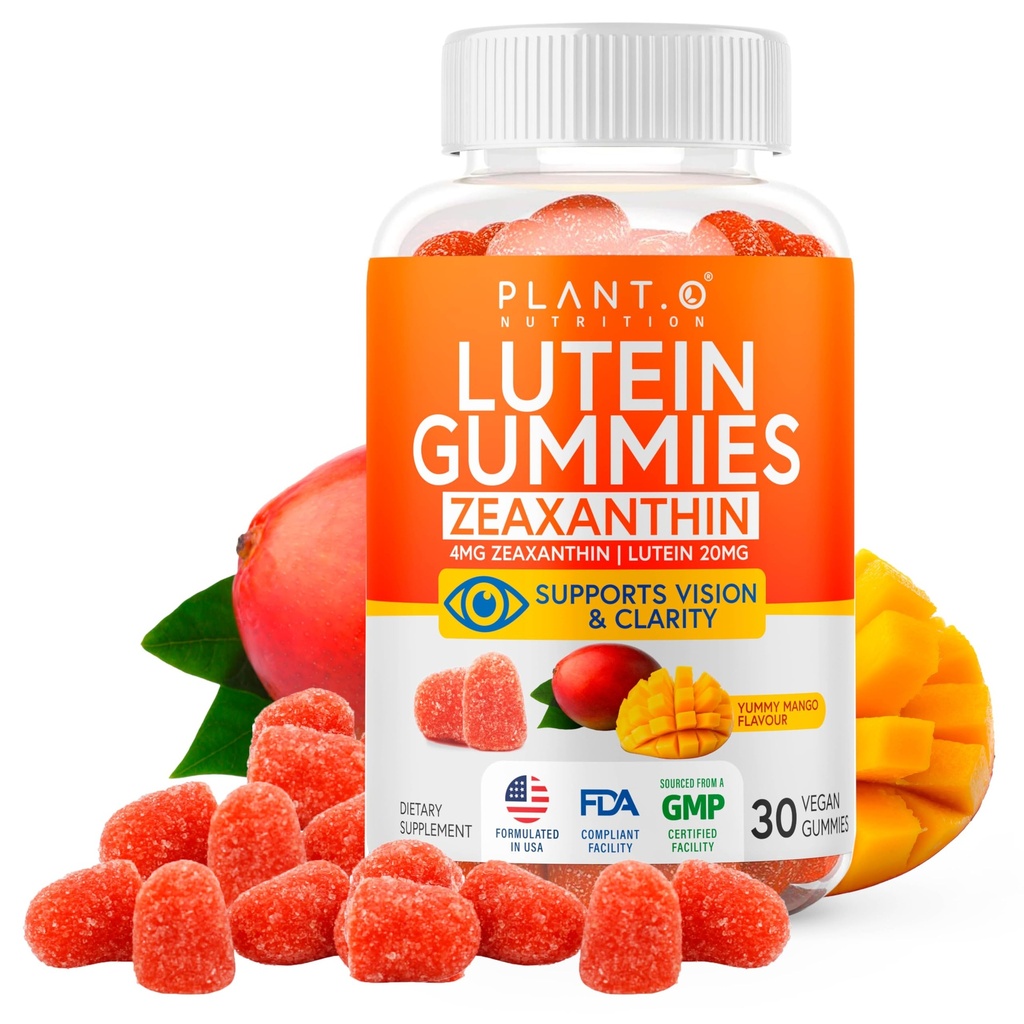 Lutein " Zeaxanthin Gummies - Delicious Vegan Eye Health Vitamins Clinically Studied 20mg Lutein and Zeaxanthin for Vision Clarity Dry Eye Relief and Blue Light Support