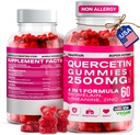 Quercetin Gummies - 2500MG Quercetin with Bromelain L-theanine " Zinc - Suplemento Puro para el Sistema Inmune Pulido y Alivios - Immunity Booster Vegan Suplementos para Adultos Niños - Hecho en EE.UU.