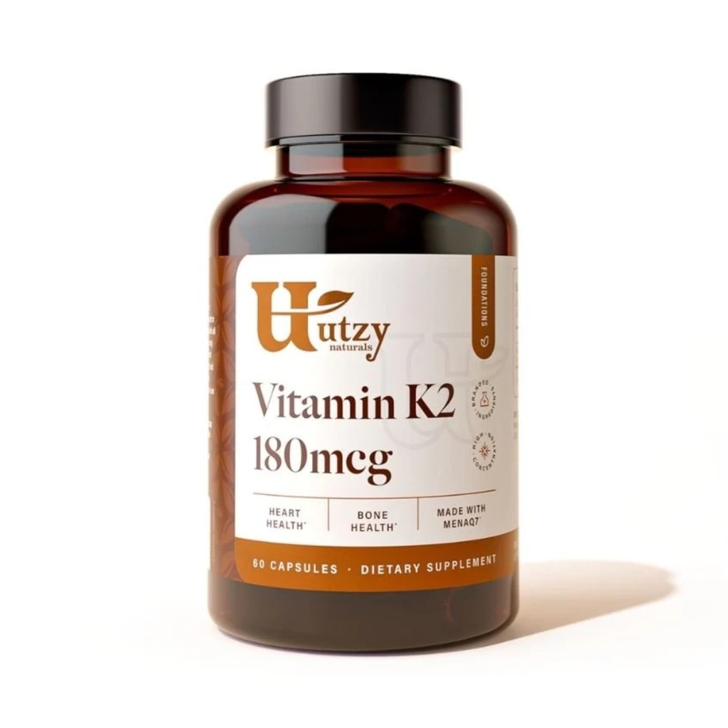 Utzy Naturals Vitamina K2 tención 180 mcg de MenaQ7® Forma de K2 Silencio Hecho en EE.UU.
