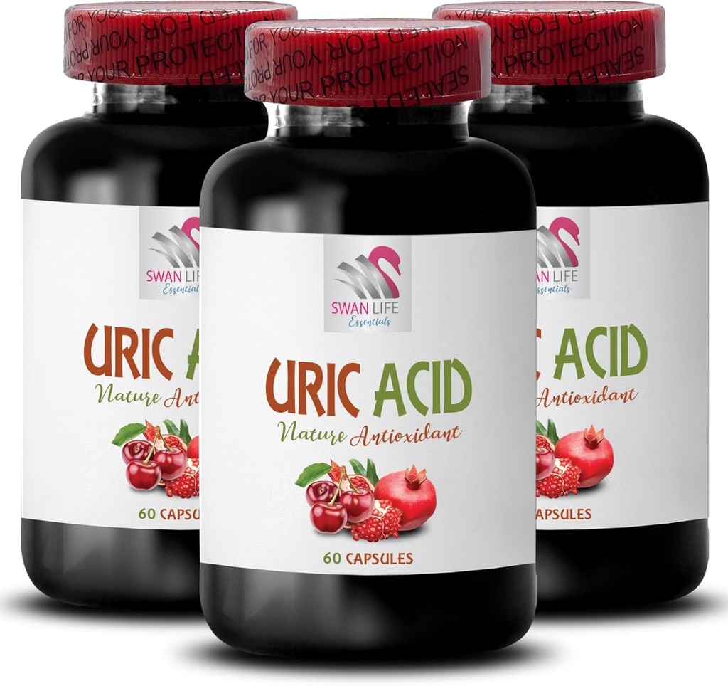 reducir el ácido úrico rápidamente - URIC ACID - reducir el ácido úrico naturalmente, píldoras de arándano para las mujeres, extracto de arándano, suplemento de arándano para los hombres, jugo de granada, suplemento de granada 3Bot 180Cap