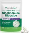 NAD Supplement, 900MG Liposomal Nicotinamide Riboside, Liposomal Resveratrol, Quercetin, High Purity NAD+ Suplemento para la energía, la salud celular de apoyo, la resistencia y el envejecimiento saludable, 80 cápsulas