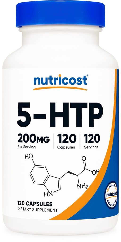 Nutricost 5-HTP 200mg, 120 cápsulas vegetarianas (5-Hydroxytryptophan) - No GMO &amp; Gluten Free