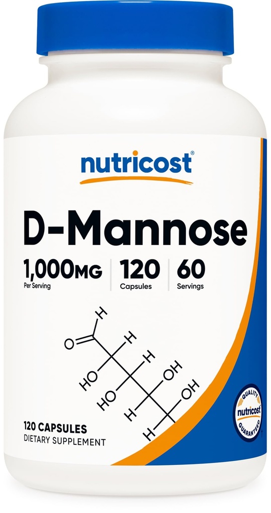 Nutricost D-Mannose 1000mg Por Serving, 120 Capsules - 500mg Por Capsule, Urinary Tract Health, Non-GMO y Gluten Free
