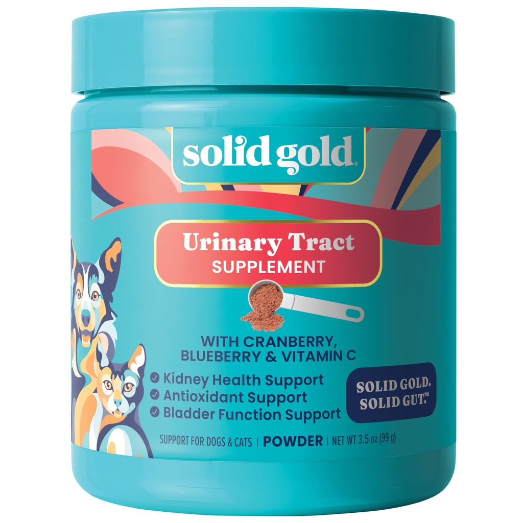 Solid Gold Cat &amp; Dog Vitamins for UTI - Powdered Cranberry Supplement for Dogs & Cats - Urinary Tract, Bladder & Kidney Support for Dogs & Cats - Cat & Dog UTI Sobre el suplemento de contador