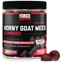 Factor de fuerza Horny Goat Weed Gummies for Men, Natural Male Drive & Vitality Supplement with Ingredients for Superior Absorption, Delicious Passion Berry Flavor, Black, 90 Count