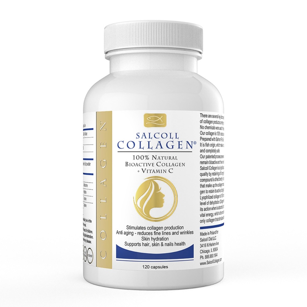 Salcoll Pure Marine Collagen Skin Capsules (120 Conde) – Suplemento Anti-Aging para Hombres Mujer, Boosts Collagen, Reduce las arrugas, soporta la piel, el pelo y las uñas con hidratación &amp; Nourishment