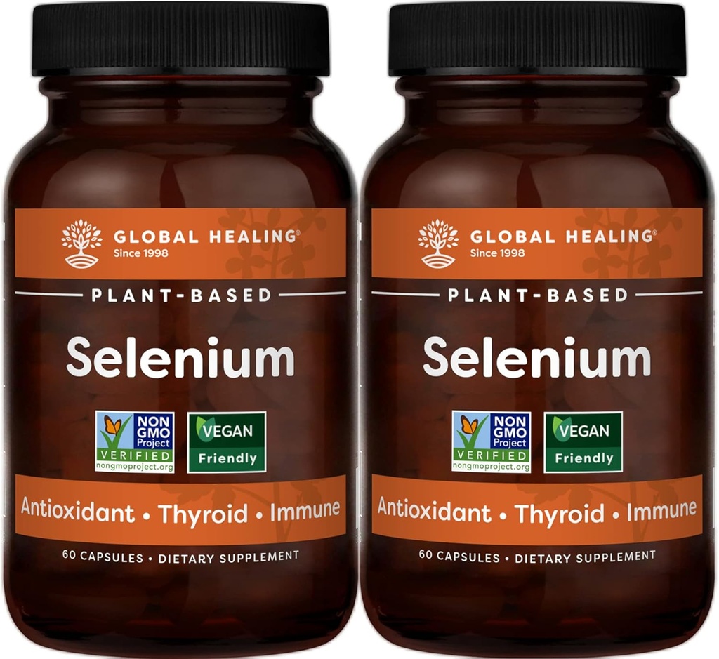 Centro de Sanación Global Selenium 200mcg 2-Pack, Suplemento de Selenio Puro con Ingredientes Orgánicos, Antioxidantes para la Salud Tiroidea e Inmunitaria para Mujeres - Más Than Selenium 100 mcg (60 cápsulas)