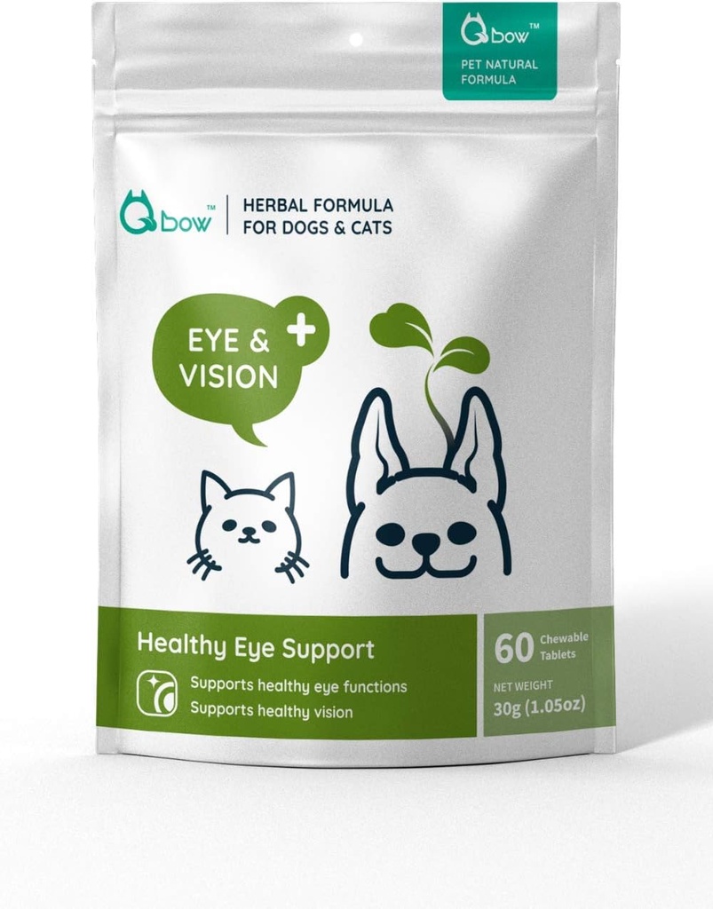 Holistic, All Natural Herbal Fórmula Ojo y Visión Suplemento para perros &amp; gatos - Preserva la función de salud de los ojos. Regulate Tear Stain, Dry Eye, & Vision Support by WellnergyPets 60ct