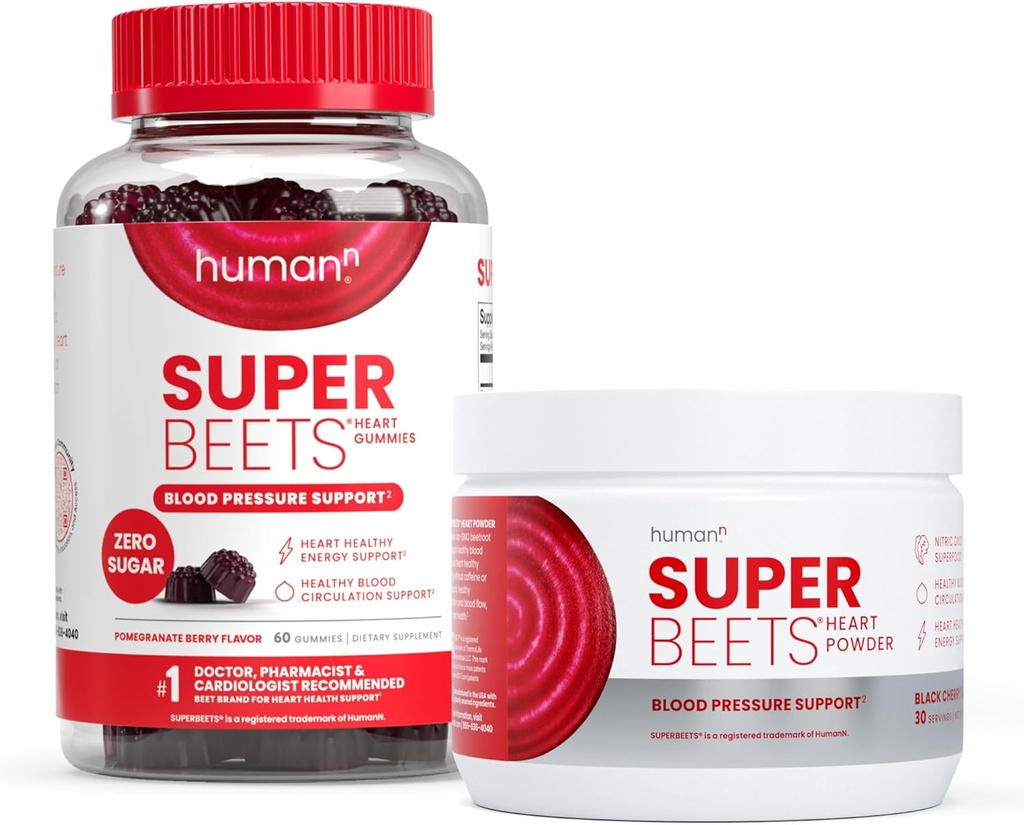 Humann SuperBeets Heart Gummies Zero Sugar &amp; Black Cherry Powder