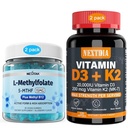 Vitamina D3 20.000 UI + K2(MK7) 200mcg, L-MethylFolate 15mg &amp; Methyl B12 Gummies