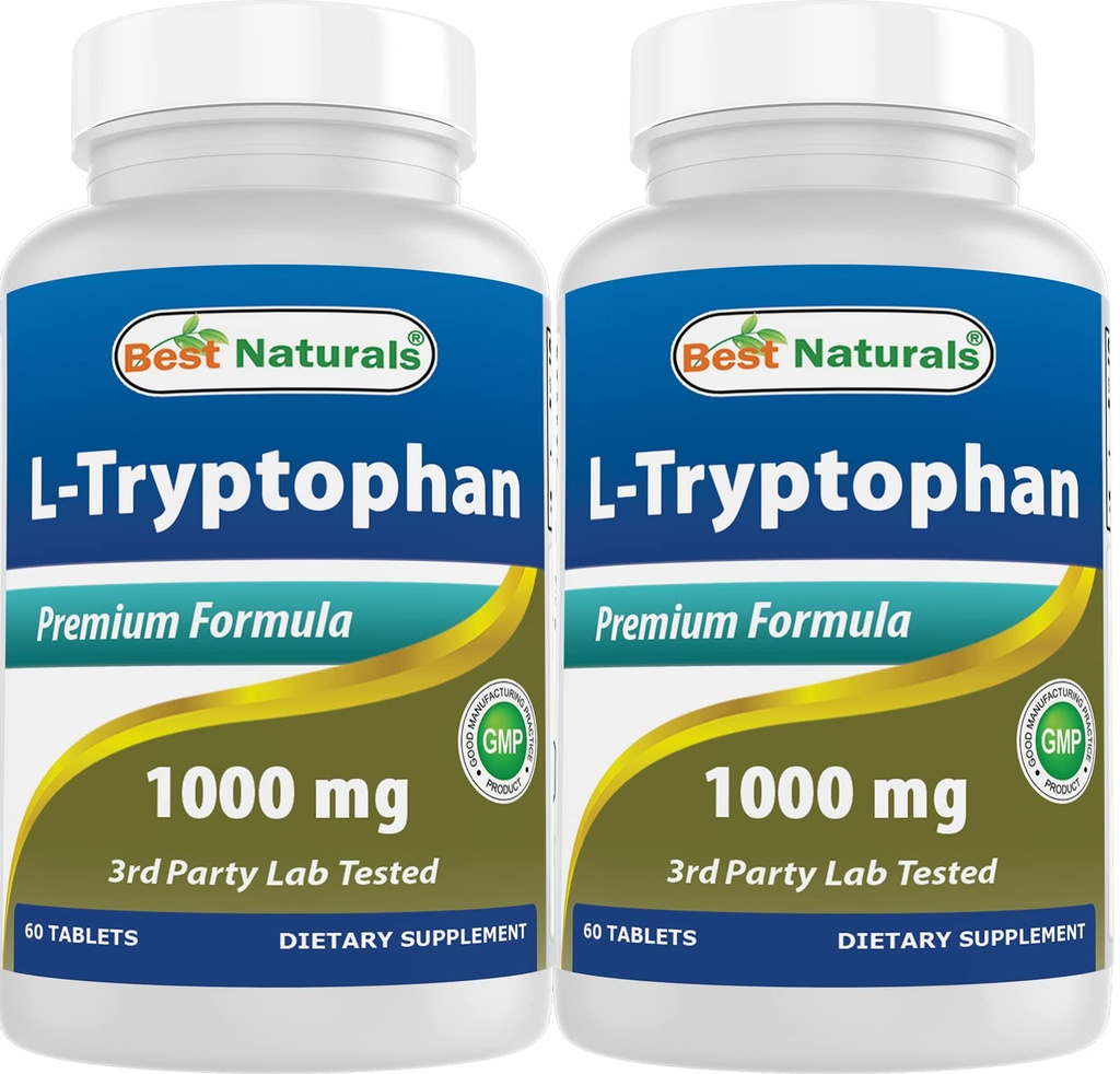 Mejores Naturales L-Tryptophan 1000 mg 60 Tabletas (60 Cuenta (Pack de 2))